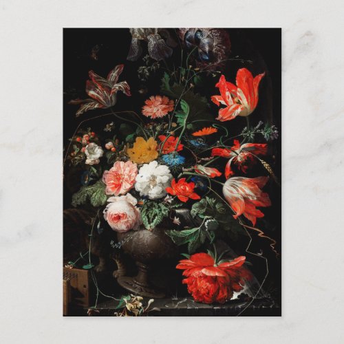 Dutch Master Oil Painting Still Life Dark Floral Invitation Postcard