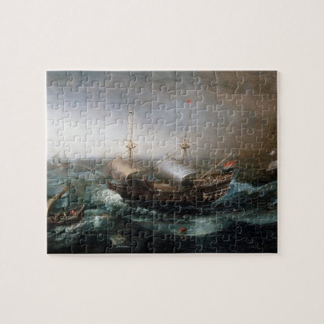 Dutch Merchant Vessels and a Smalschip Accompanied Jigsaw Puzzle (Horizontal)