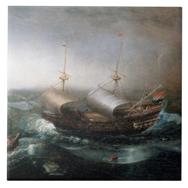 Dutch Merchant Vessels and a Smalschip Accompanied Tile (Front)