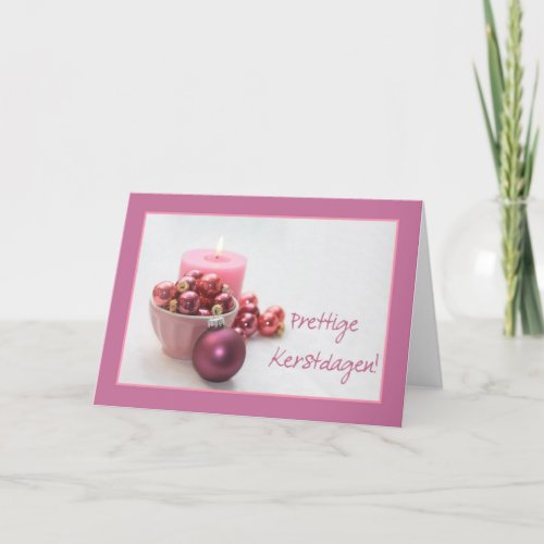 dutch merry christsmas  pink ornaments christmas c holiday card