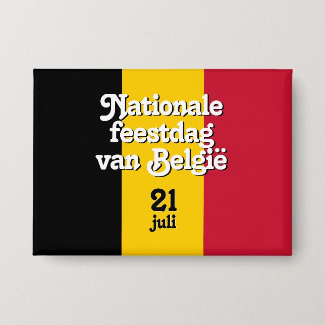 Dutch Nationale feestdag van België Belgian Flag Button (Front)