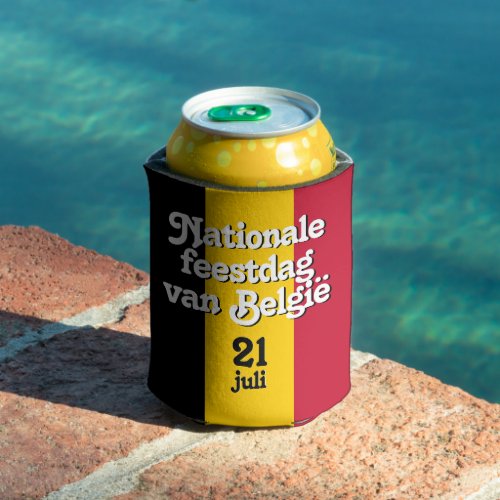 Dutch Nationale feestdag van Belgi Belgian Flag Can Cooler