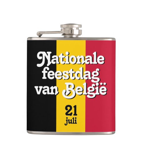 Dutch Nationale feestdag van Belgi Belgian Flag Flask