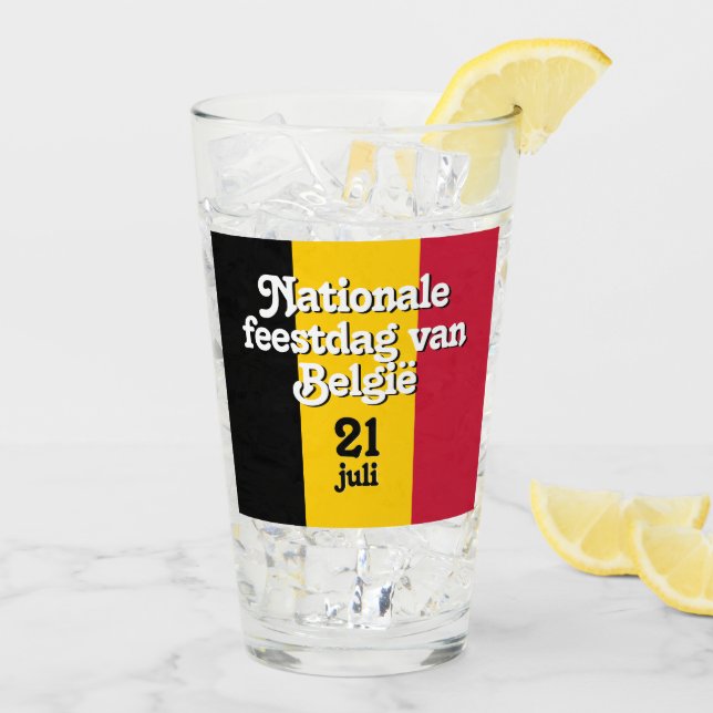 Dutch Nationale feestdag van België Belgian Flag Glass (Back Ice)