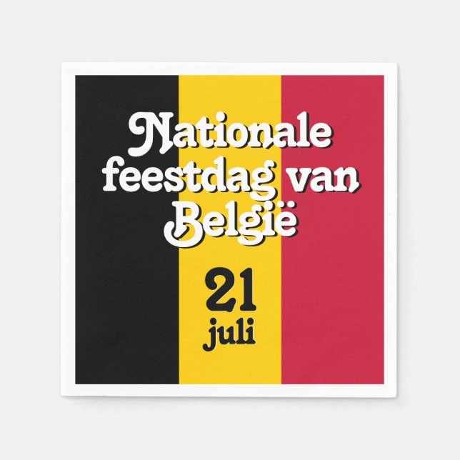 Dutch Nationale feestdag van België Belgian Flag Napkins (Front)