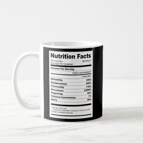 Dutch Person Nutrition Facts Humor Coffee Mug