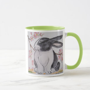 Dutch Rabbit & Cherry Blossom Mug - So Cute!