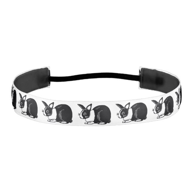 Dutch Rabbits Black and White Elastic Headband (Front)