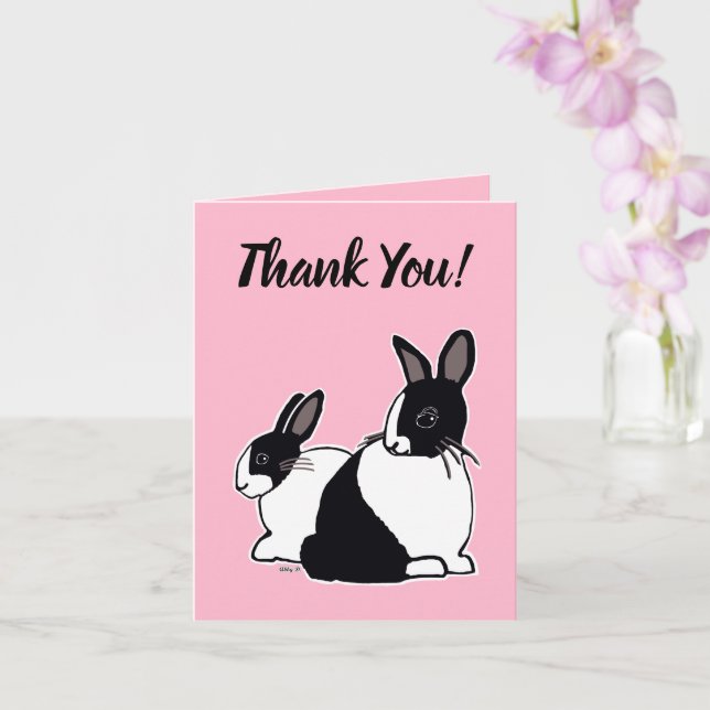 Dutch Rabbits Pink Thank You Card (Orchid)