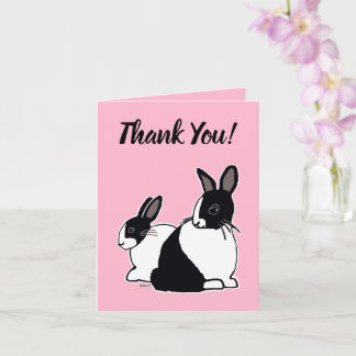 Dutch Rabbits Pink Thank You Card