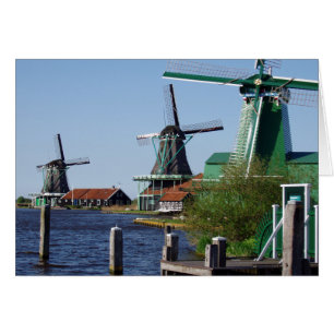 Dutch Red Green Zaanse Schans Dutch Windmills Cards