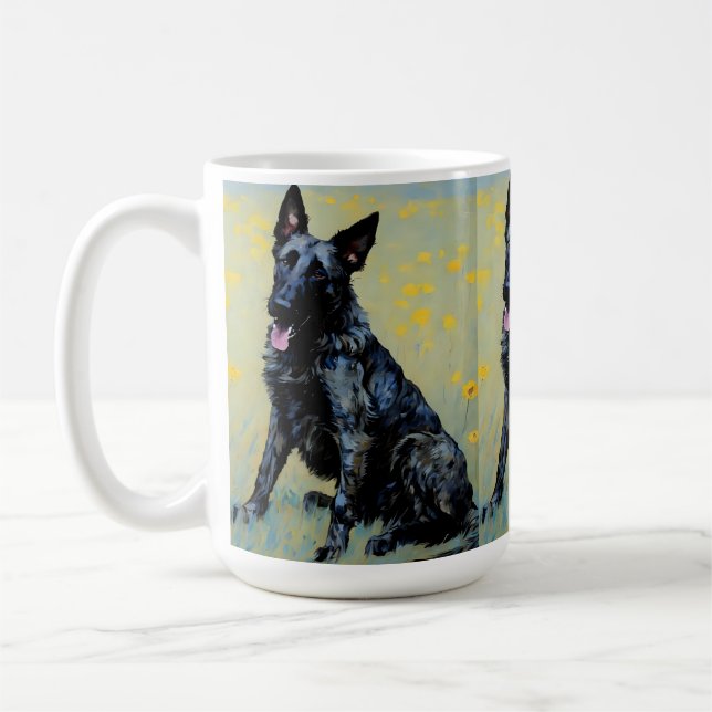 Dutch Shepherd crayon look art   coffee mug (Left)
