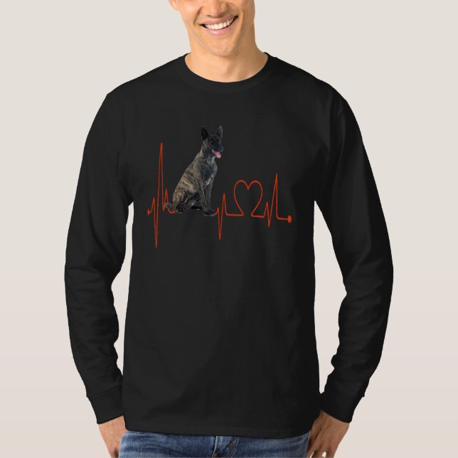 Dutch Shepherd Dog Heartbeat EKG My Dogs Are My Ca T-Shirt (Front)