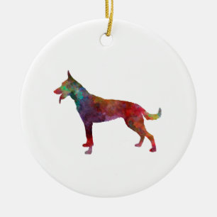 Dutch Shepherd Dog in watercolor Ceramic Ornament