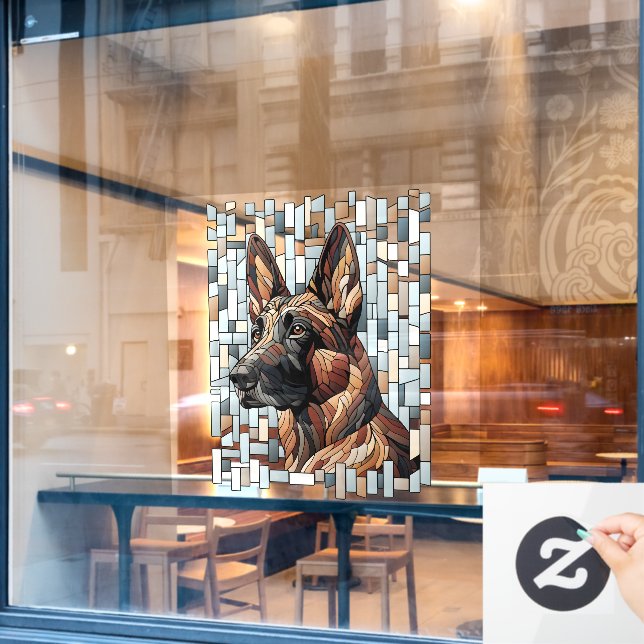 Dutch Shepherd Dog- Mosaic Art Window Cling (Cafe Window)