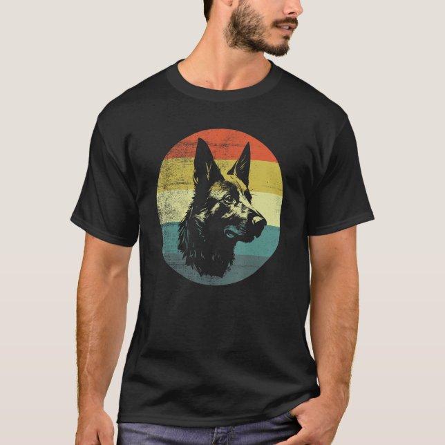Dutch Shepherd Dog Retro Vintage Design T-Shirt (Front)