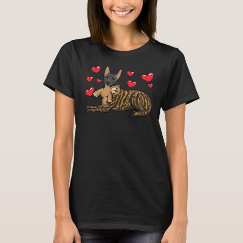 Dutch Shepherd Dog With Stuffed Animal And Hearts T_Shirt