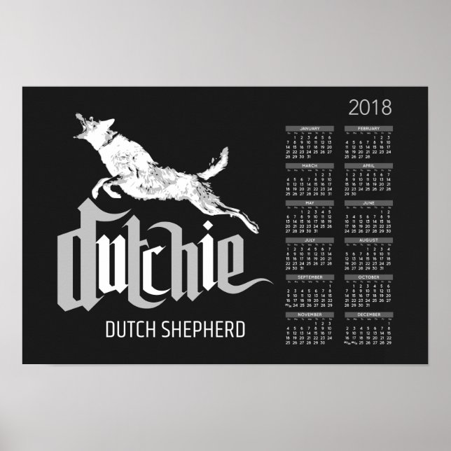 Dutch Shepherd - Dutchie Calendar 2018 Poster (Front)