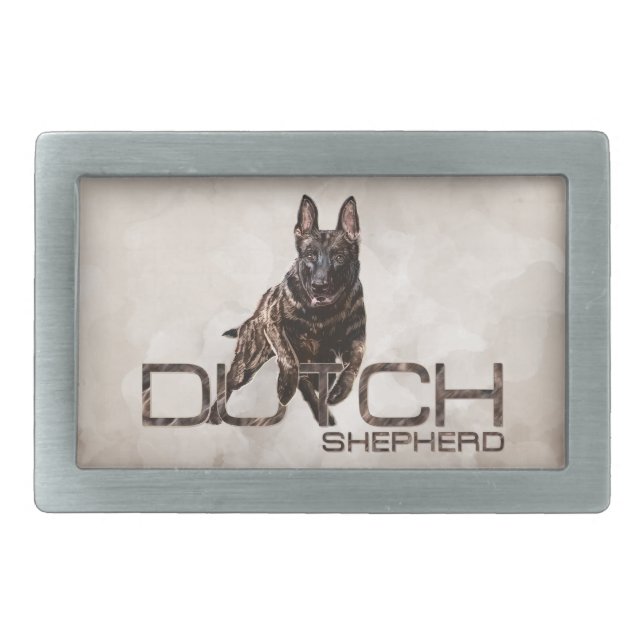 Dutch Shepherd - Dutchie Illustration Belt Buckle (Front)