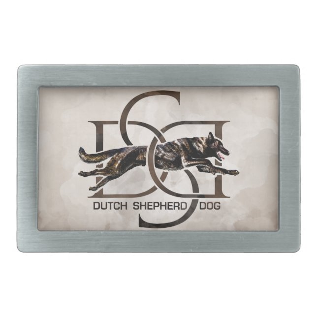 Dutch Shepherd - Dutchie Illustration Belt Buckle (Front)