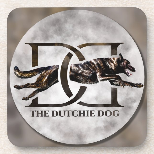 Dutch Shepherd - Dutchie Illustration Beverage Coaster (Front)