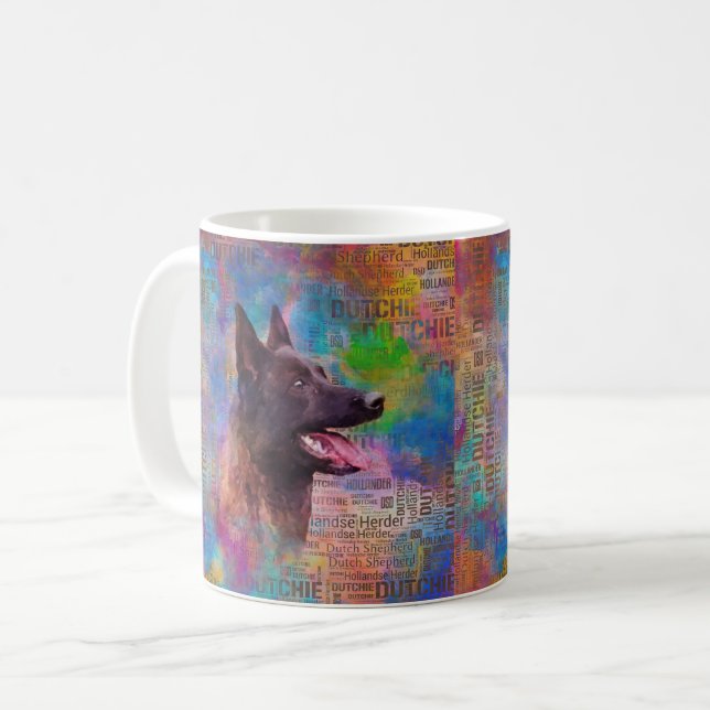Dutch Shepherd - Dutchie Illustration Coffee Mug (Front Left)