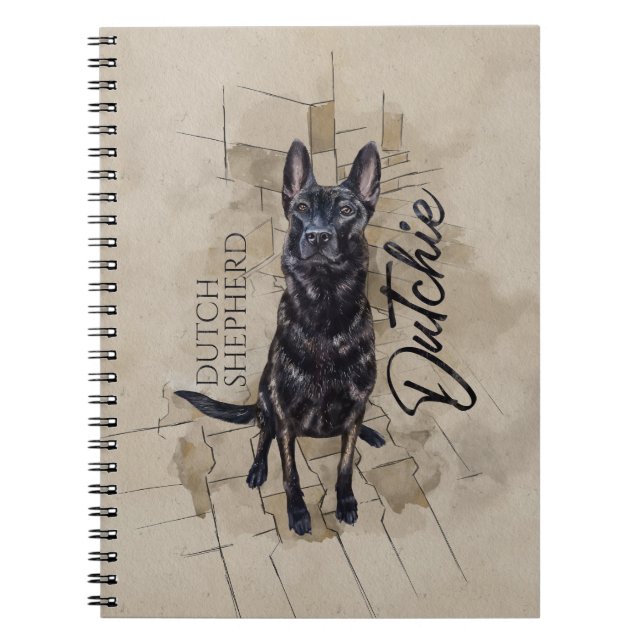 Dutch Shepherd - Dutchie Illustration Notebook (Front)