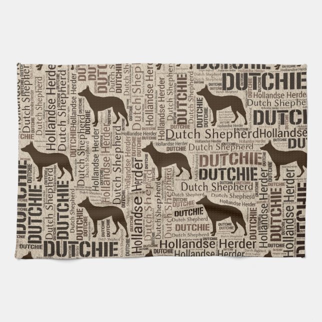 Dutch Shepherd - Hollandse Herder - Dutchie Kitchen Towel (Horizontal)