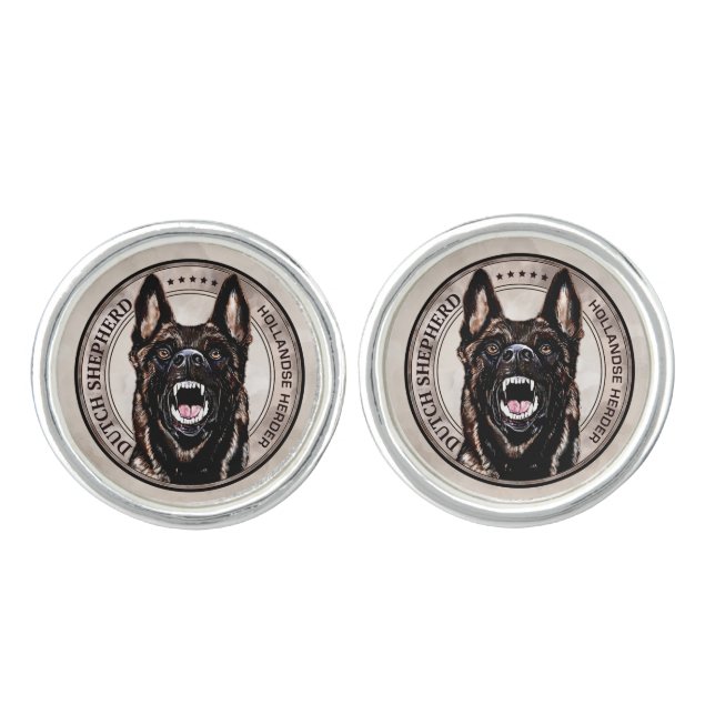 Dutch Shepherd -Hollandse Herdershond  Cufflinks (Front)