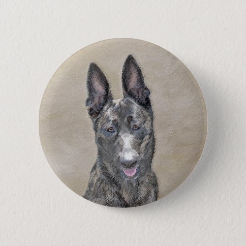 Dutch Shepherd Painting _ Cute Original Dog Art Button