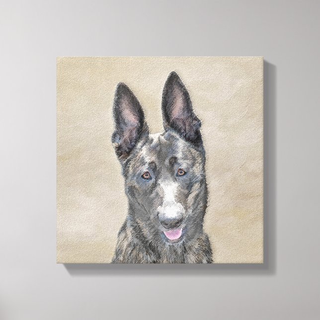 Dutch Shepherd Painting - Cute Original Dog Art Canvas Print (Front)