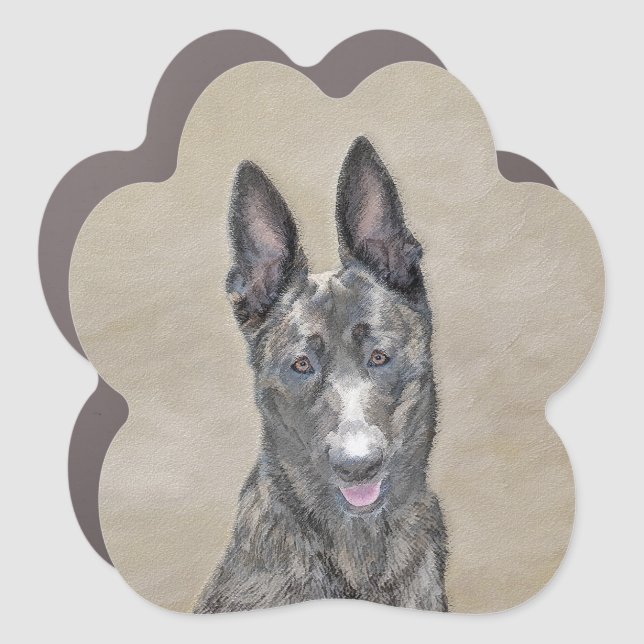 Dutch Shepherd Painting - Cute Original Dog Art Car Magnet (Front)
