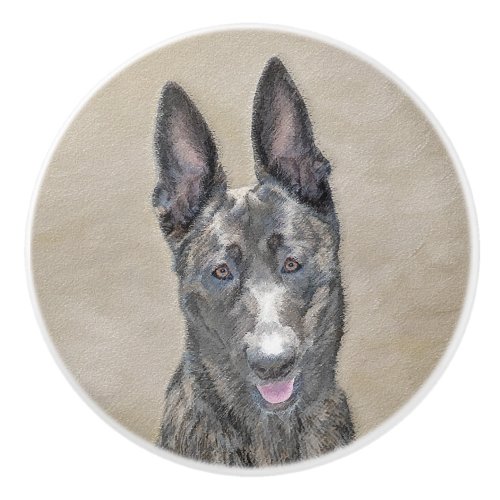 Dutch Shepherd Painting _ Cute Original Dog Art Ceramic Knob