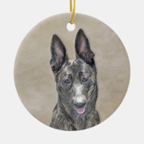 Dutch Shepherd Painting _ Cute Original Dog Art Ceramic Ornament