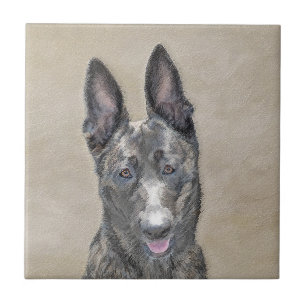 Dutch Shepherd Painting - Cute Original Dog Art Ceramic Tile