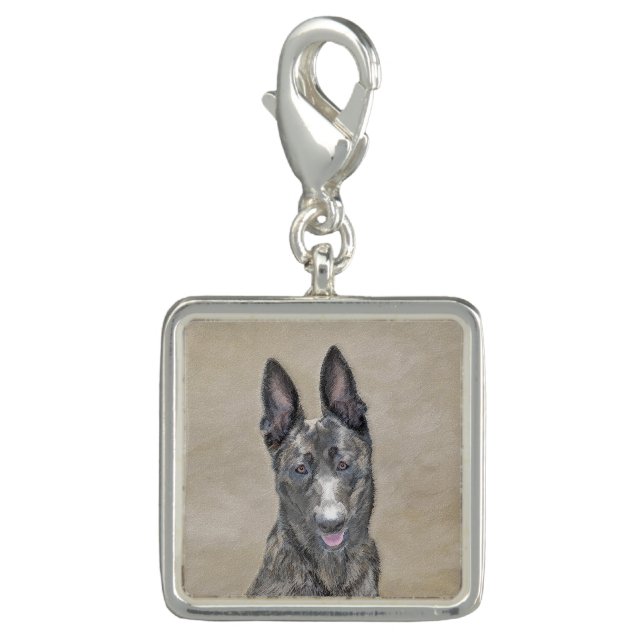 Dutch Shepherd Painting - Cute Original Dog Art Charm (Front)