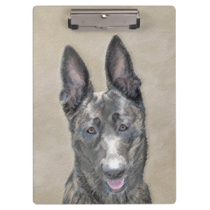 Dutch Shepherd Painting - Cute Original Dog Art Clipboard