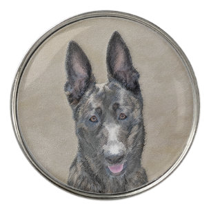 Dutch Shepherd Painting - Cute Original Dog Art Golf Ball Marker