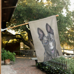 Dutch Shepherd Painting - Cute Original Dog Art House Flag