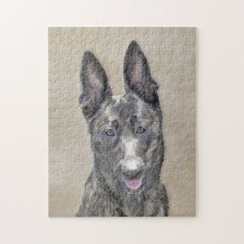 Dutch Shepherd Painting _ Cute Original Dog Art Jigsaw Puzzle