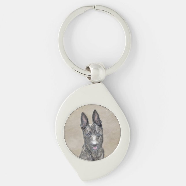Dutch Shepherd Painting - Cute Original Dog Art Keychain (Front)
