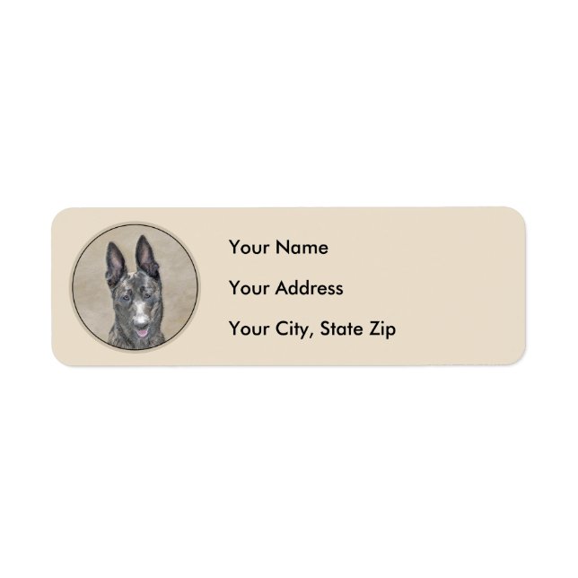 Dutch Shepherd Painting - Cute Original Dog Art Label (Front)