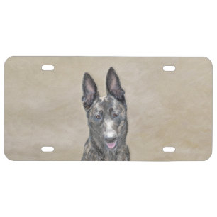 Dutch Shepherd Painting - Cute Original Dog Art License Plate