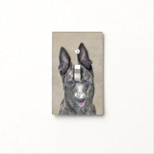 Dutch Shepherd Painting - Cute Original Dog Art Light Switch Cover