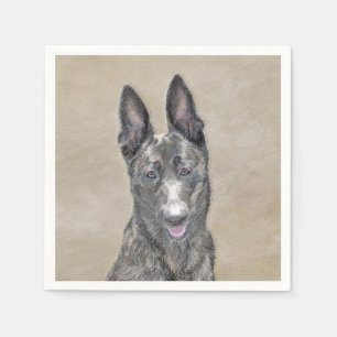 Dutch Shepherd Painting - Cute Original Dog Art Napkins