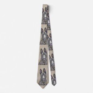 Dutch Shepherd Painting - Cute Original Dog Art Neck Tie