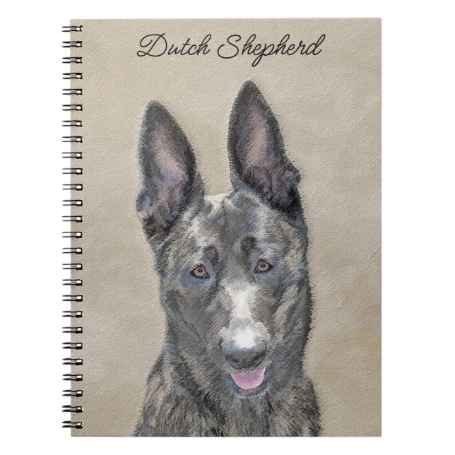 Dutch Shepherd Painting - Cute Original Dog Art Notebook (Front)