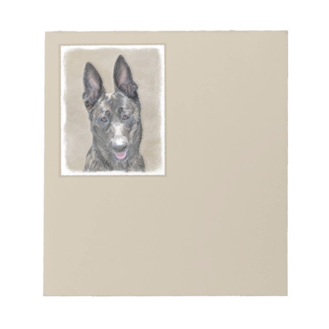 Dutch Shepherd Painting - Cute Original Dog Art Notepad (Front)