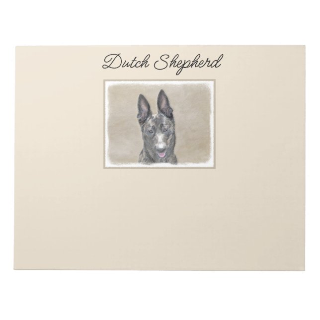 Dutch Shepherd Painting - Cute Original Dog Art Notepad (Front)