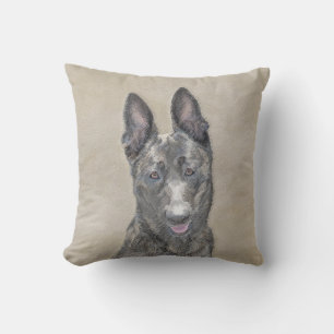 Dutch Shepherd Painting - Cute Original Dog Art Outdoor Pillow